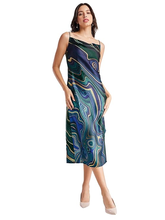 Satin evening slip dress
